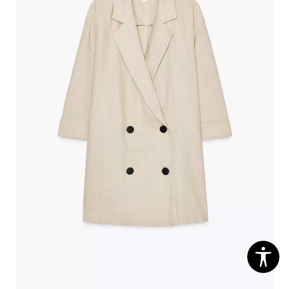 Zara Beige Double-Breasted Blazer - Picture 3 of 10